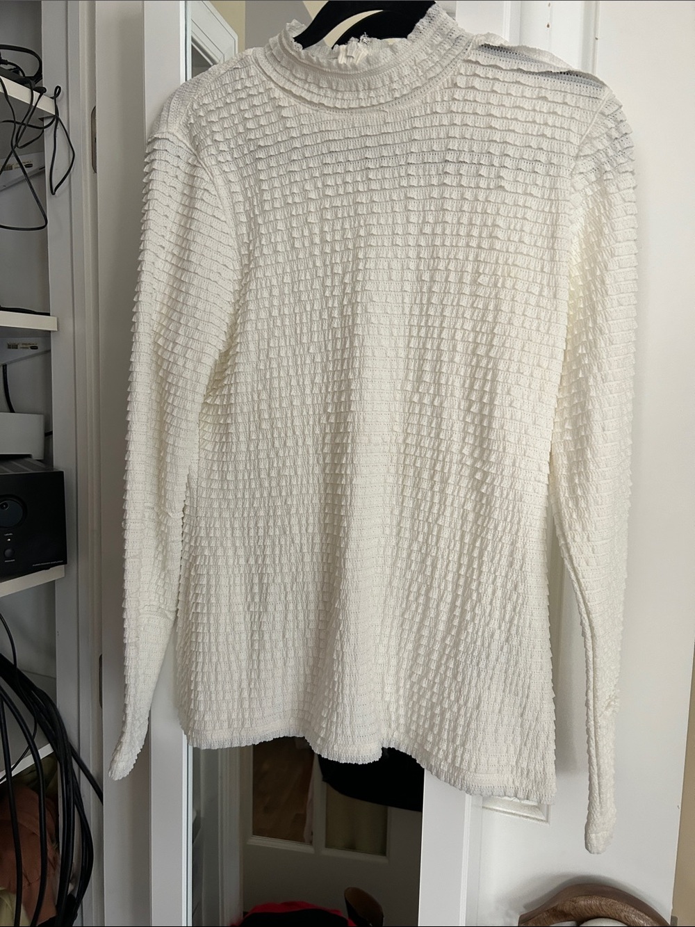 Reiss Cream Textured Mock-Neck Sweater